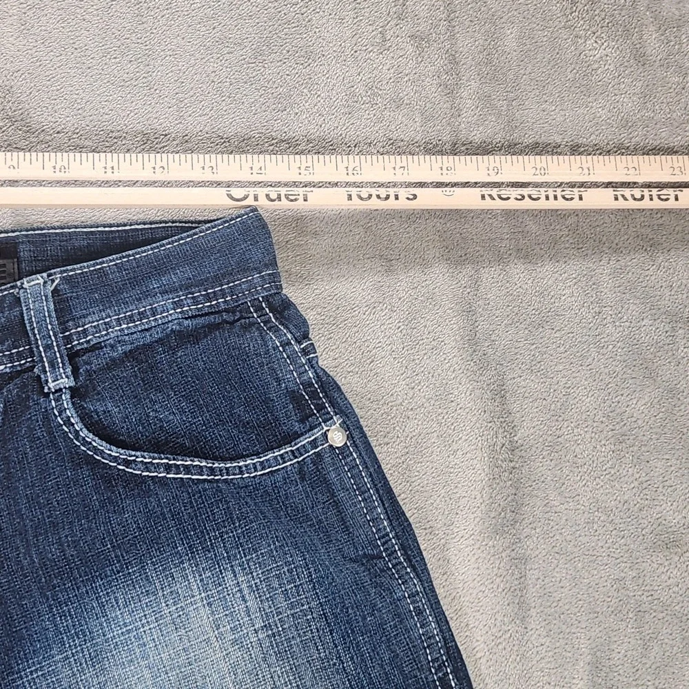 Southpole Shorts Mens 28 Red Tab Y2K Blue Denim Faded Bermuda Baggy